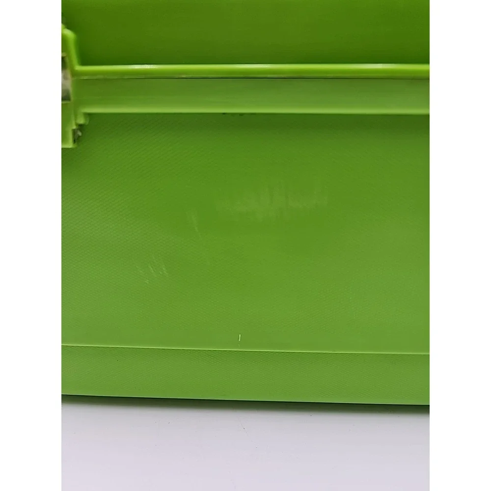 Vintage Green Sewing Box Removable Tray Clear Plastic Portable Small Supplies